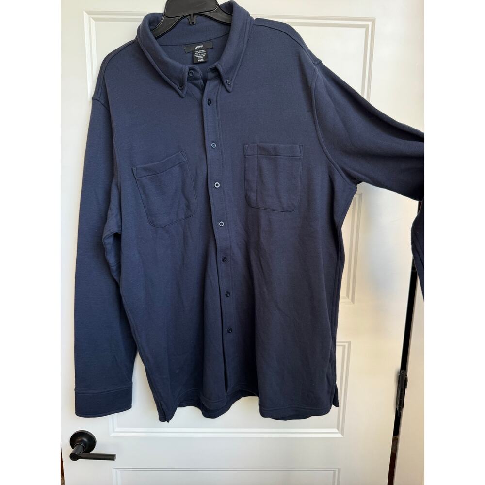 JEFF Thick Knit Navy Button Down- size XL